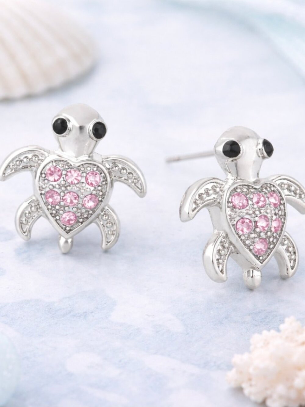 Sea Turtle Earrings/Pink/Stud Earring/Ocean Beach Jewelry/Wedding/Gifts